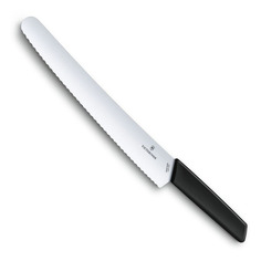 Нож кухонный Victorinox Swiss Modern, для хлеба, 260мм, заточка серрейтор, стальной, черный [6.9073.26wb]