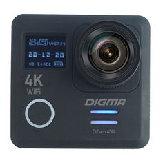 Экшн-камера Digma DiCam 450 4K, WiFi, черный [dc450]