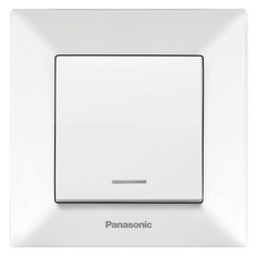 Выключатель Panasonic Arkedia WMTC00442WH-RU, 1-клавишный, с индикацией, установка скрытая, IP20, белый глянцевый