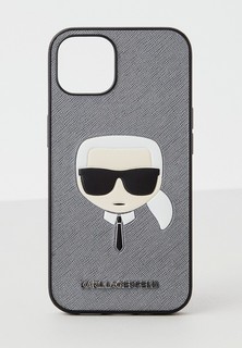 Чехол для iPhone Karl Lagerfeld 13, PU Saffiano Karls Head Hard Silver