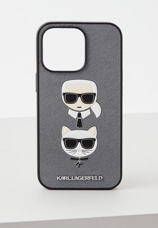 Чехол для iPhone Karl Lagerfeld 13 Pro, PU Saffiano Karl and Choupette Silver