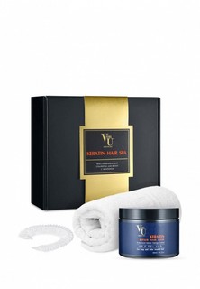 Набор для ухода за волосами Von U подарочный корейский / Восстановление и питание / Маска для волос 480 мл + Шапочка + Полотенце / Keratin Hair SPA Gift Set