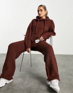 Вязаные брюки с широкими штанинами коричневого цвета ASOS DESIGN Weekend Collective-Коричневый цвет