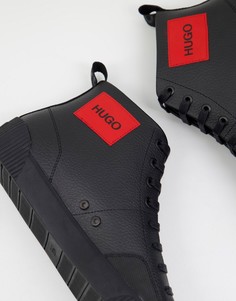 Кожаные высокие кроссовки черного цвета HUGO Zero-Черный цвет