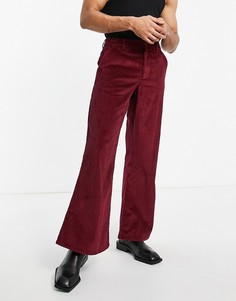 Бордовые брюки клеш с очень широкими штанинами ASOS DESIGN-Красный