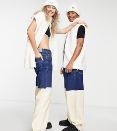 Прямые джинсы в стиле 90-х с эффектом деграде COLLUSION x000 Unisex-Голубой