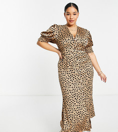 Платье макси на пуговицах с леопардовым принтом Never Fully Dressed Plus Lindos-Коричневый цвет