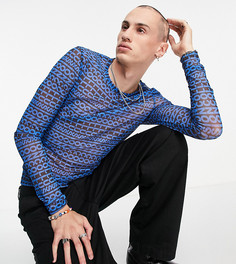 Сетчатый лонгслив с принтом логотипа COLLUSION-Голубой