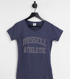 Синяя футболка с заклепками и эффектом омбре Russell Athletic-Голубой