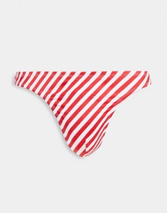 Стринги в красную полоску в конфетно-новогоднем стиле ASOS DESIGN-Разноцветный