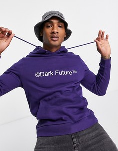 Худи звездного темно-фиолетового цвета с принтом логотипа на груди ASOS Dark Future-Темно-синий