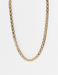 Золотистое ожерелье-цепочка с плетением в стиле металлического браслета от часов ASOS DESIGN-Золотистый