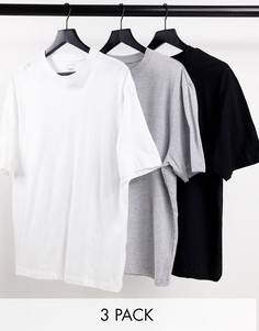 Набор из 3 oversized-футболок черного / белого / серого цветов River Island-Белый