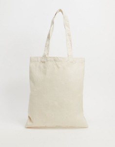 Плотная сумка-тоут цвета экрю из органического хлопка ASOS DESIGN-Бежевый