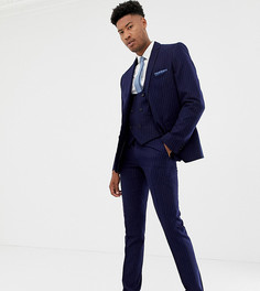 Синий приталенный пиджак в тонкую полоску Harry Brown Tall