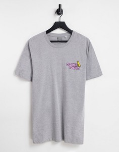Серая футболка с принтом в виде кота и логотипом Crooked Tongue-Серый