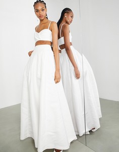 Свадебная пышная юбка макси из атласа цвета слоновой кости ASOS EDITION-Белый