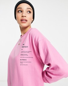 Розовый oversized-свитер с принтом Influence-Розовый цвет