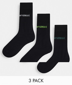 Набор из 3 пар черных носков Emporio Armani Bodywear-Разноцветный