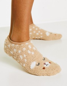 Уютные носки кремового цвета в виде мордочки животного Hunkemoller-Белый