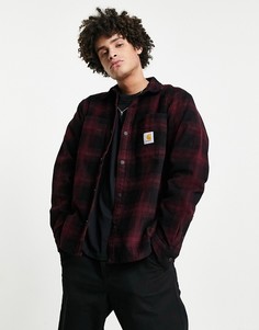 Бордовая рубашка в клетку на флисовой подкладке Carhartt WIP-Красный