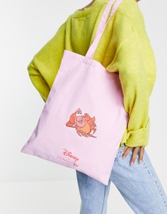 Розовая холщовая сумка-тоут с принтом Skinnydip x Disney Sebastian-Розовый цвет