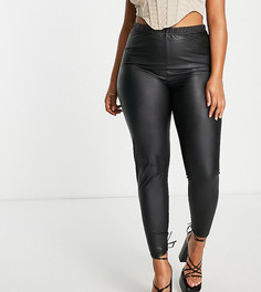 Черные леггинсы из искусственной кожи ASOS DESIGN Curve-Черный цвет