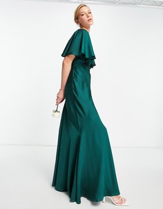 Атласное платье макси зеленого цвета с расклешенными рукавами и тесемками ASOS EDITION-Зеленый цвет