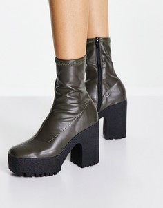 Ботильоны цвета хаки на высоком каблуке ASOS DESIGN Elena-Зеленый цвет