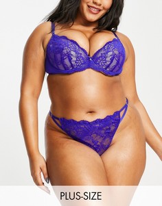 Соблазнительные кобальтово-сиреневые стринги из переработанного кружева Ann Summers-Голубой