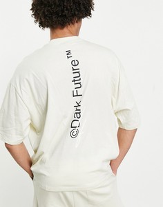 Белая oversized-футболка с вертикальным принтом логотипа на спине ASOS Dark Future-Белый