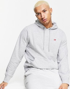 Худи серого цвета с маленьким логотипом New Balance-Серый