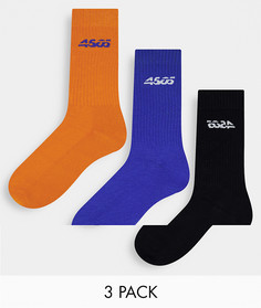 Набор из 3 пар спортивных носков с антибактериальной обработкой ASOS 4505-Разноцветный