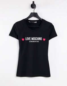 Черная футболка с логотипом Love Moschino-Черный цвет