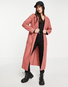 Удлиненное пальто розового цвета с поясом NaaNaa-Оранжевый цвет