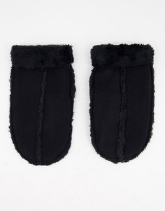 Черные варежки из искусственного меха Boardmans-Черный цвет