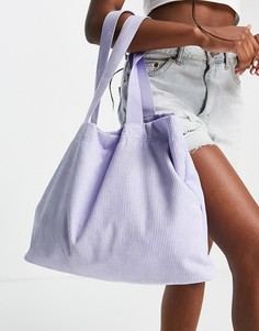Сиреневая вельветовая сумка-шопер Accessorize-Фиолетовый цвет