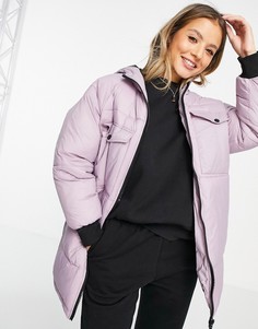 Дутая удлиненная oversized-куртка пастельного цвета Wednesdays Girl-Фиолетовый цвет