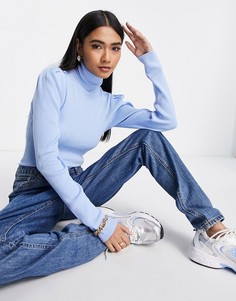 Синий джемпер с высоким воротником и объемными рукавами Y.A.S Timma-Голубой