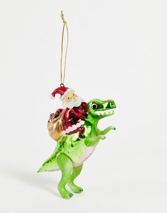Новогоднее украшение в виде Санта-Клауса верхом на динозавре Sass & Belle-Зеленый цвет