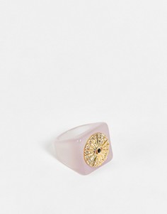 Массивное кольцо из смолы цвета лунного камня с дизайном в виде глаза DesignB London-Розовый цвет