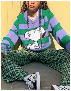 Джемпер в разноцветную полоску с изображением Снупи Vintage Supply x Peanuts-Разноцветный