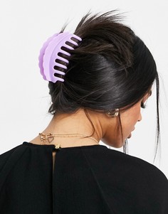 Ярко-сиреневая заколка-краб для волос с волнистыми краями DesignB London-Фиолетовый цвет