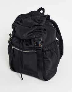 Черный рюкзак из переработанного нейлона с присборенными ремнями Topshop-Черный цвет