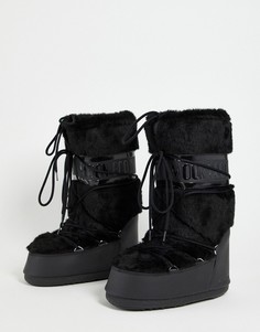 Черные зимние ботинки с искусственным мехом Moon Boot-Черный цвет
