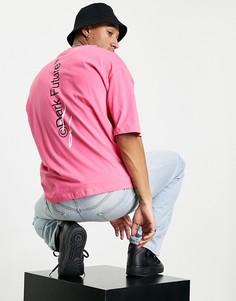 Ярко-розовая oversized-футболка с вертикальным принтом логотипа на спине ASOS Dark Future-Розовый цвет