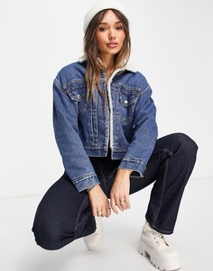Светло-синяя джинсовая куртка с отделкой из искусственного меха Levis New Heritage-Голубой