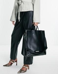 Большая сумка-тоут черного цвета с мешочком внутри и ручкой сверху Claudia Canova-Черный