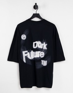 Черная oversized-футболка с деформированным логотипом ASOS Dark Future-Черный цвет
