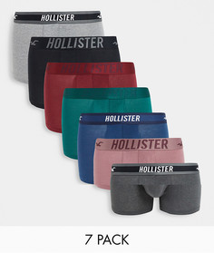Комплект из 7 разноцветных боксеров-брифов с логотипом на поясе Hollister-Разноцветный